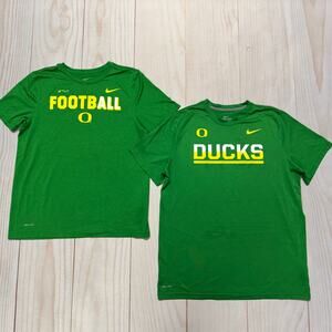 Nike Dri-Fit Oregon Ducks Green Football T-Shirts Boys Youth XL Lot of 2